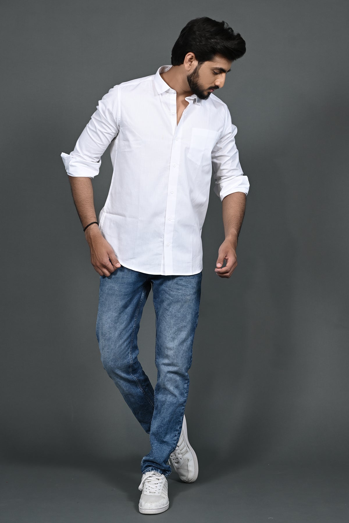Vooz Casual Cotton Shirt for Men, White