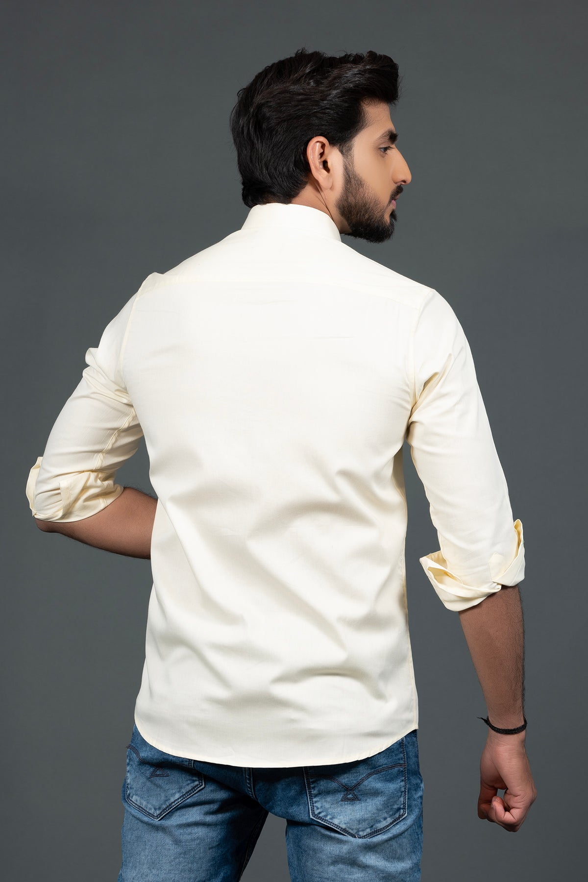 Vooz Casual Cotton Shirt for Men, Cream
